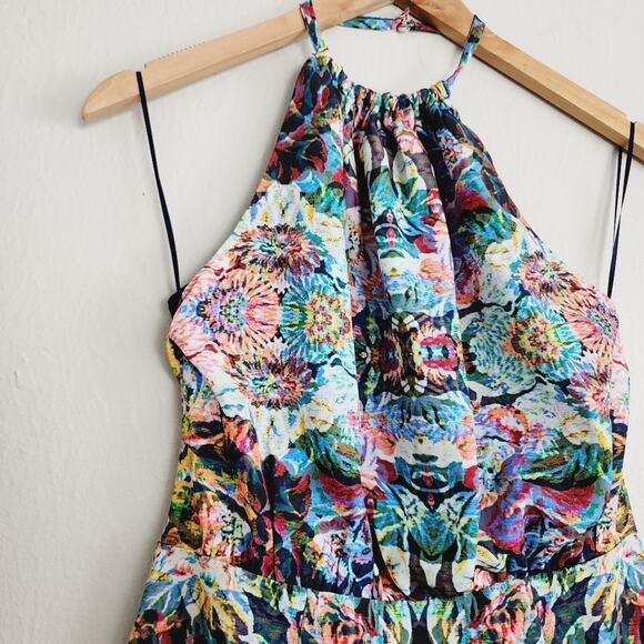 NWT Keepsake The Label Like Rain Halter Sleeveless Watercolor Dress Wildfire - Picture 6 of 10